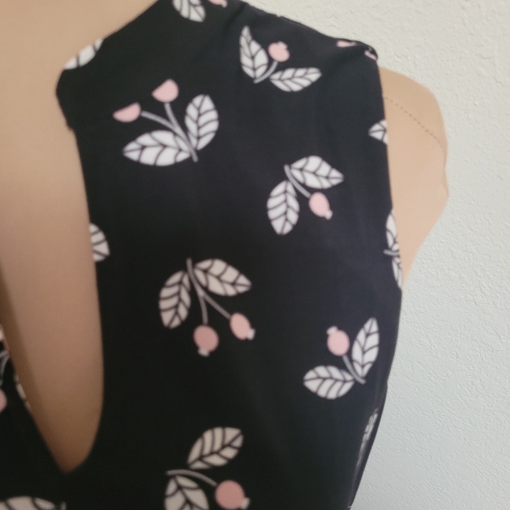 Anne Klein Black with Pink Cherry Print Sleeveless Midi Dress - Picture 4 of 7